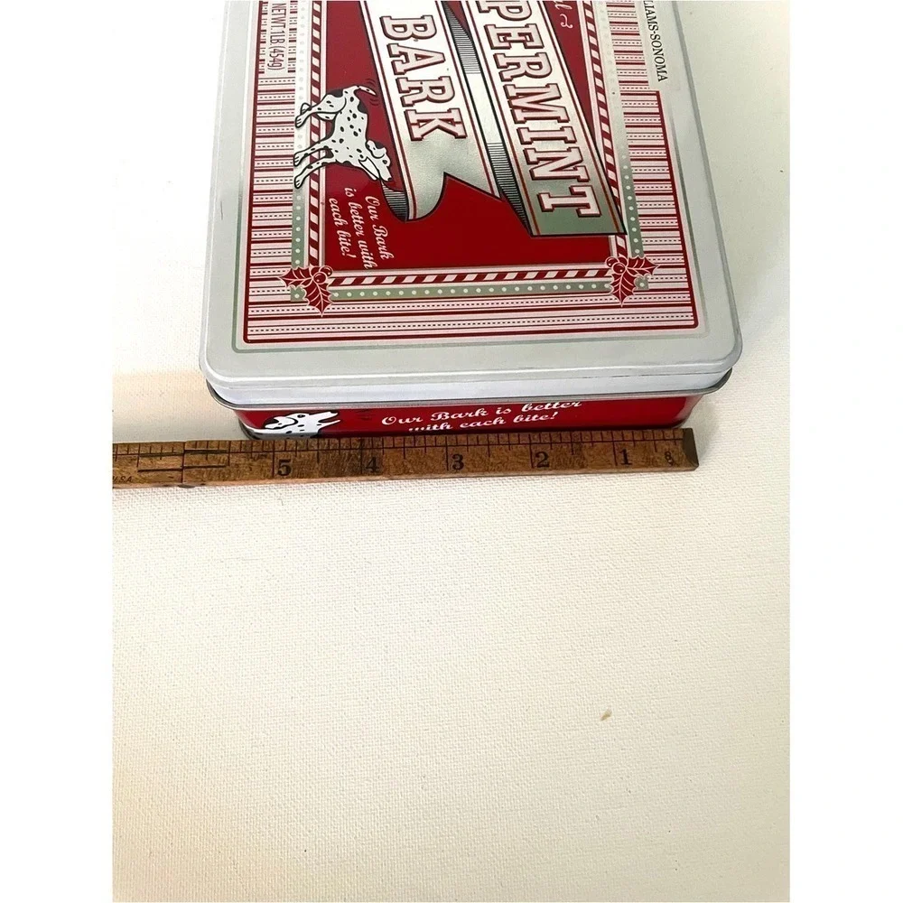 Williams-Sonoma Peppermint Bark Retro Style Tin Collectible Christmas Holiday